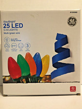 GE StayBright 25 Count Multicolor C9 LED Lights On Green Wire Indoor/Outdoor NIB
