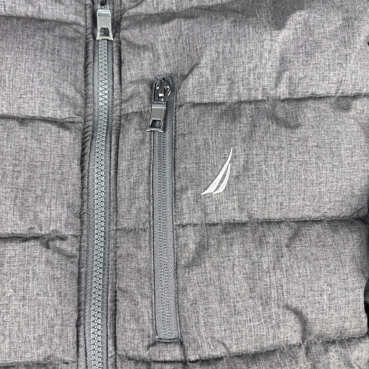Nautica Quilted Puffer Jacket Men's Small Gray Polyester Full-Zip