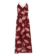 Forever 21 Burgundy Floral Surplice Dress - Women Size: M