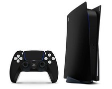 MATTE BLACK VINYL SKIN FOR PS5 DISC VERSION: Decals for Console  2 Controllers