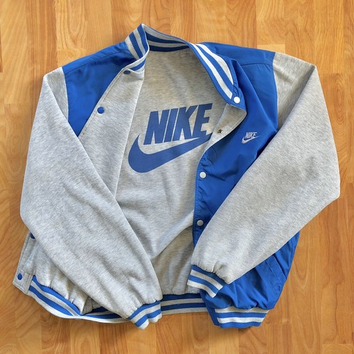 Vintage 80s 90s Nike Reversible Chaqueta De Bombardero Grande Logotipo Azul  Gris Tamaño Grande Raro | eBay
