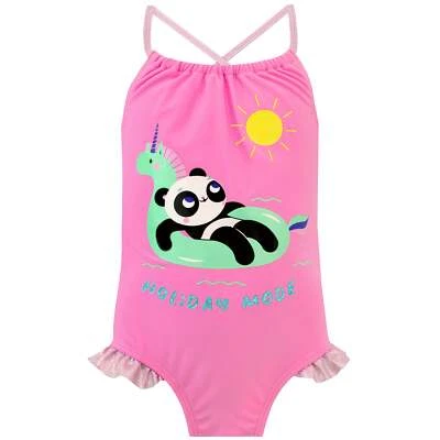 HARRY BEAR Panda Schwimmkostüm Kinder Mädchen 3 4 5 6 7 8 9 10 11 Jahre Badeanzug rosa blaugrün