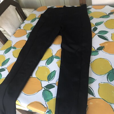 H M Black Stretch Jersey Trousers Size S Tapered Zipped Bottom UK