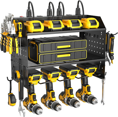 Heavy-Duty Power Tool Organizer with Charging Station & Wall Mount Rack