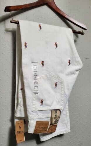 Ralph Lauren Sullivan Slim White Pony Logo Embroidered Player MENS Jeans 33X32 - Picture 5 of 7