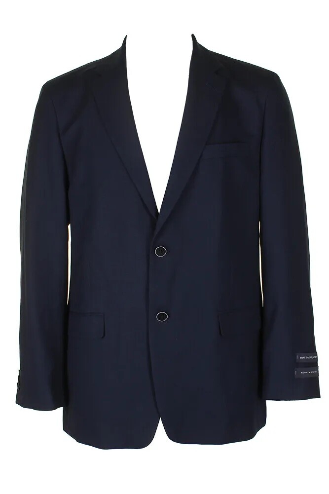 Tommy Hilfiger Mens Navy Blue Slim-fit Single Breasted Notched  