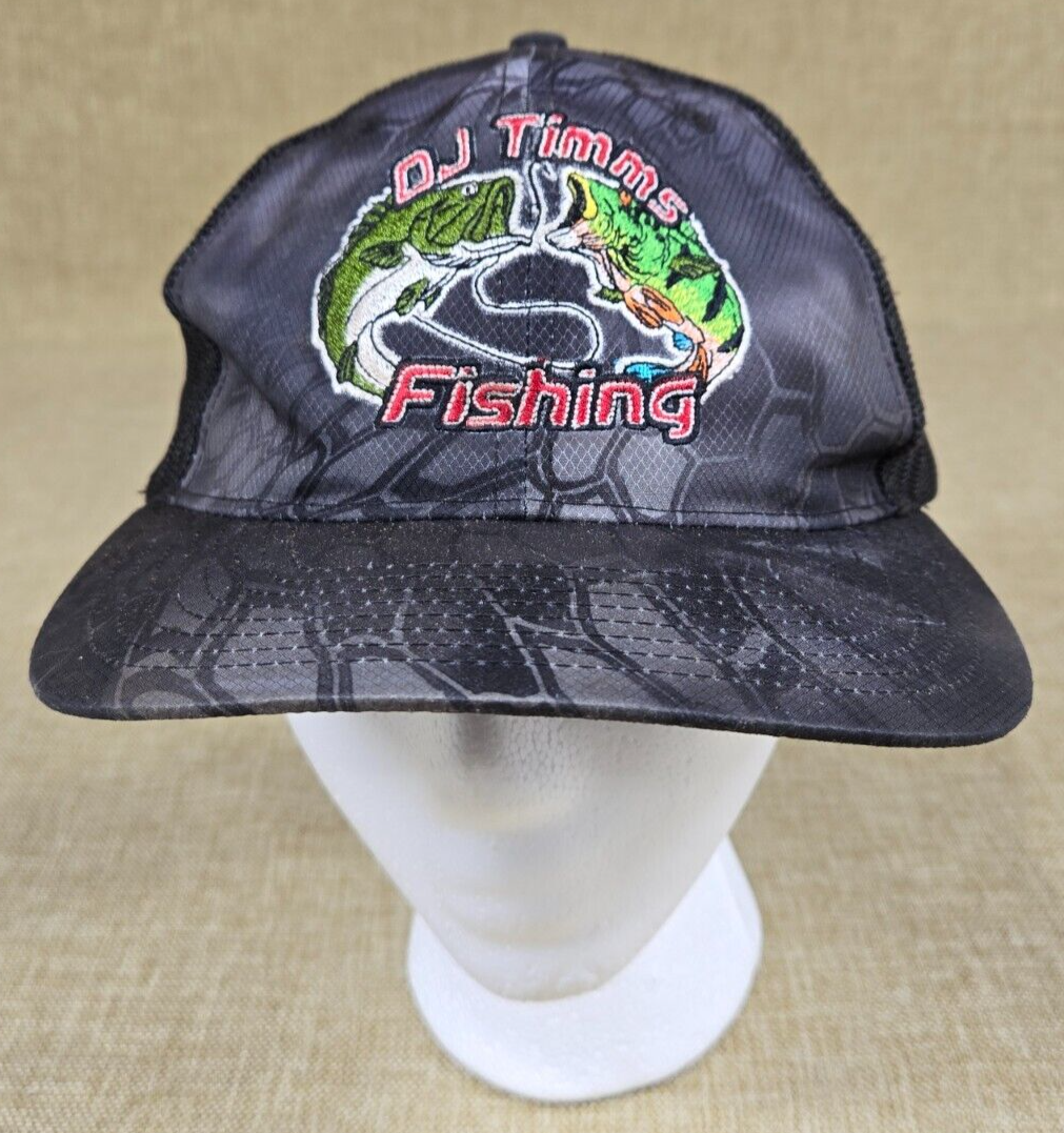 DJ Timms Fishing Trucker Hat Gray Python Print Mesh Back Adjustable Snap