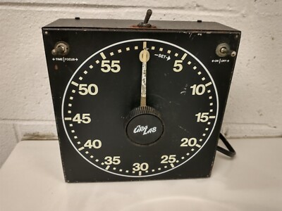 VINTAGE GRALAB Mod#300 DARK ROOM PHOTOGRAPHY TIMER METAL BLACK  ANALOG  WORKS