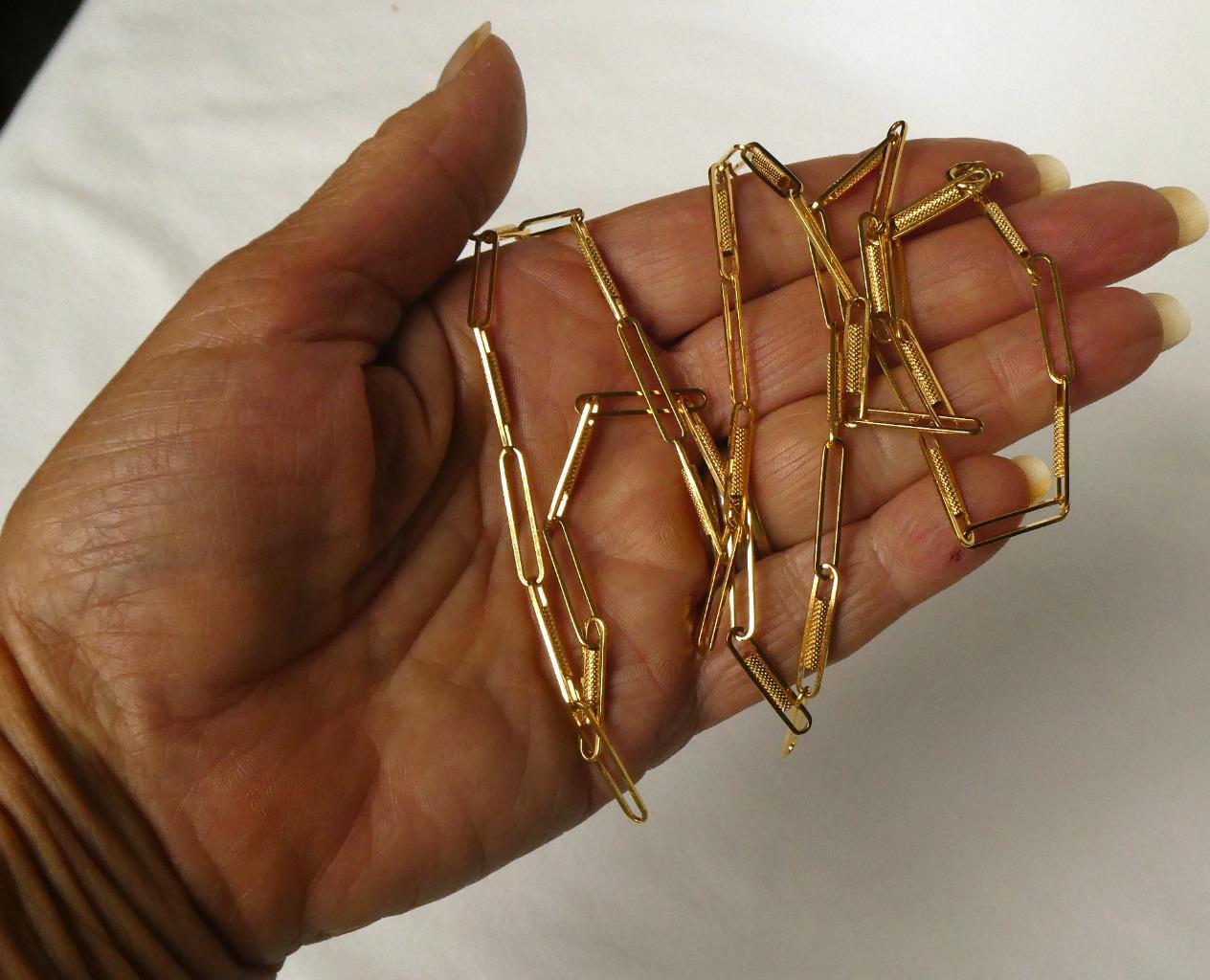 Vintage 18k Gold UnoAerre Italy Fancy Paperclip B… - image 6