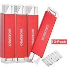 WORKPRO Red Box Cutter Retractable 12-Pack,Extra 12-Pack Razor Blades