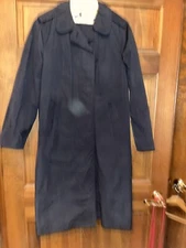 US Army Issue Womens Black All Weather Uniform Trench Coat w/ No Liner Sz 14R