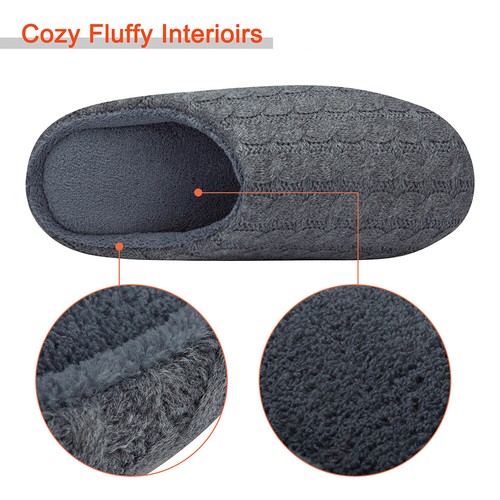 Men's Cotton House Shoes Comfy Casual Slippers Memory Foam Mule Indoor Slip On - Picture 6 of 27