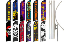 Halloween Full Curve Windless Swooper Flag Pole Kit Decor Costumes