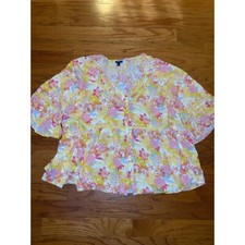 Torrid Yellow Floral Flair Shirt Size 6