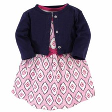 Touched By Nature B�b� Coton Bio Robe Et Cardigan Ensemble, Treillis