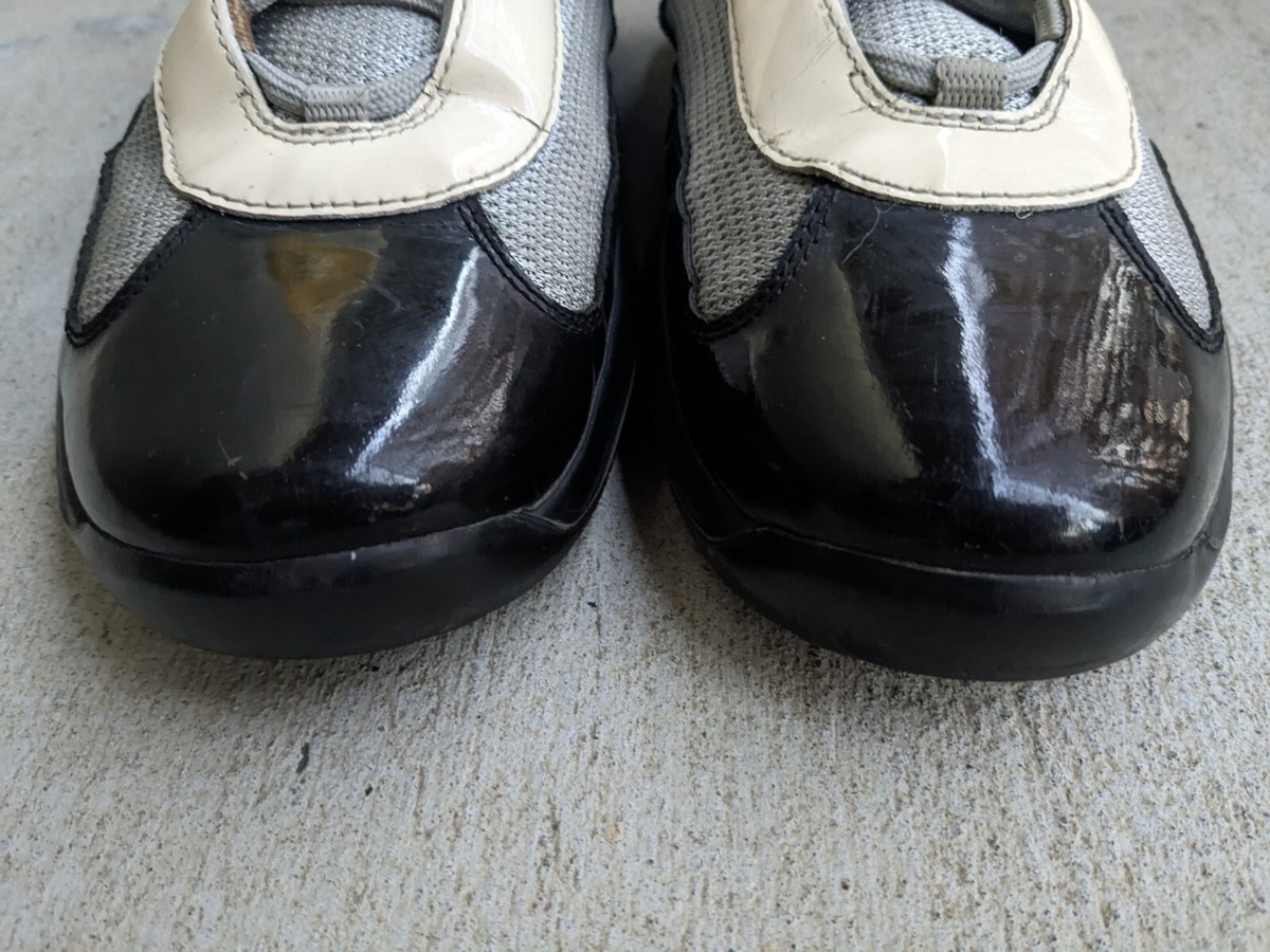 Prada America's Cup Sneakers Men 9 Black White Patent Leather High