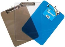 A4 Plastic Clipboard - Translucent Tint Clip Board Hanging Clip (Office/School)