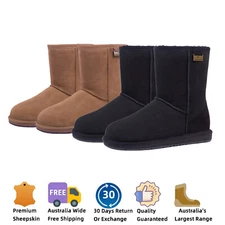 UGG Premium Suede Leather Short Classic Boots Black Chestnut Womens Men Non-Slip