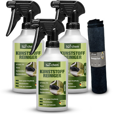 bio-chem Kunststoffreiniger 3x0,5L   Sprühflaschen für Fenster & Türrahmen
