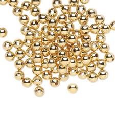 Bead, 144 Gold Plated Brass 4mm Smooth Round Beads with 1mm Hole