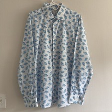 NWT Bar III Men's XL 17-17 1/2 Slim Fit Stretch Shirt White Blue 100 Cotton