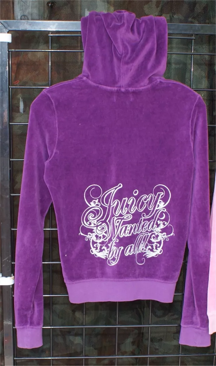 Juicy Couture Kids Girls Track Velour Tracksuit Hoodie DARK PURPLE