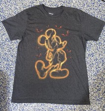 Disney Mickey Mouse Halloween T-Shirt Men  s Size Large Gray Graphic Print Bats