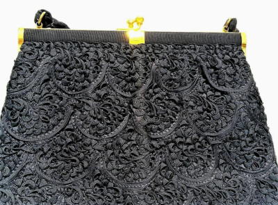Borsa Da Sera Vintage Con Paillettes E Rilievi | Pochette Blu Pavone | Per Matrimonio, Festa, Ballo Di Fine Anno - 3