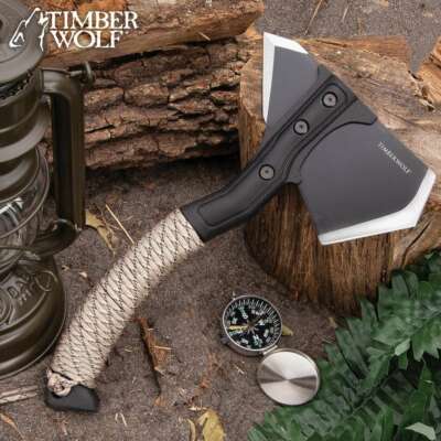 Timber Wolf Survival Axe With Sheath - Stainless Steel Head, TW973 New
