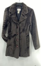 Xoxo Women Faux Fur Coat Size S Unlined Brown Side Pockets