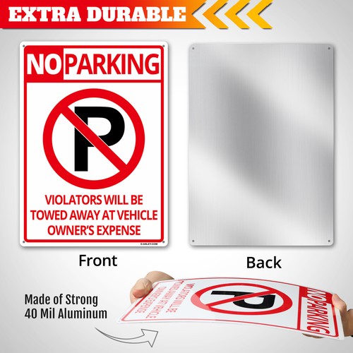 Anley 2 Pack No Parking Sign - Rust-Free Weatherproof Aluminum Warning Signs - Picture 2 of 6
