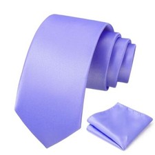 Men's Tie Set Solid Pure Color 3.15" 8CM Classic Formal Medium 052-lavender