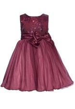 NEW Bonnie Jean Girls Size 3T "BURGUNDY SEQUINS LACE BOW" Mesh Holiday Dress NWT