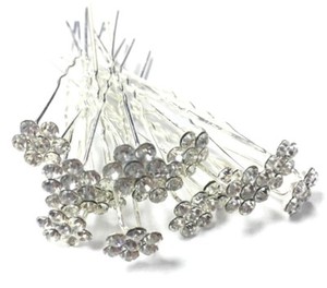 Bridal Wedding Prom Silver Crystal Diamante Rhinestone Hair Pins