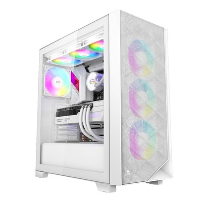 PCCOOLER C3-D510WHP3-GL CPS C3D510 ARGB WH PC Case with 3 ARGB Fans Desktop