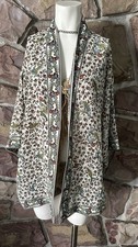 Max Studio Long Cardigan Kimono Sleeve Cream 118 Plus S Big Floral Boho Flowy