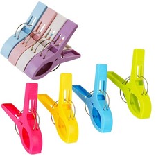 8-Pack Beach Chair Towel Clips Large Heavy Duty Plastic Clamps Colorful
