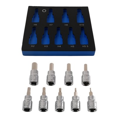 3/8 Drive Allen Key Socket Set 9Pcs Hex Bit 2-10mm Chrome Vanadium Steel
