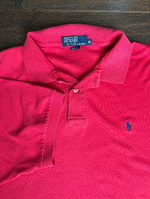 VTG 90s Polo Ralph Lauren Made in USA Red Mesh Pique Polo Shirt XL Blue Pony