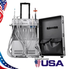 Portable Dental Delivery Unit Mobile Strong Suction System Air Compressor 4Holes