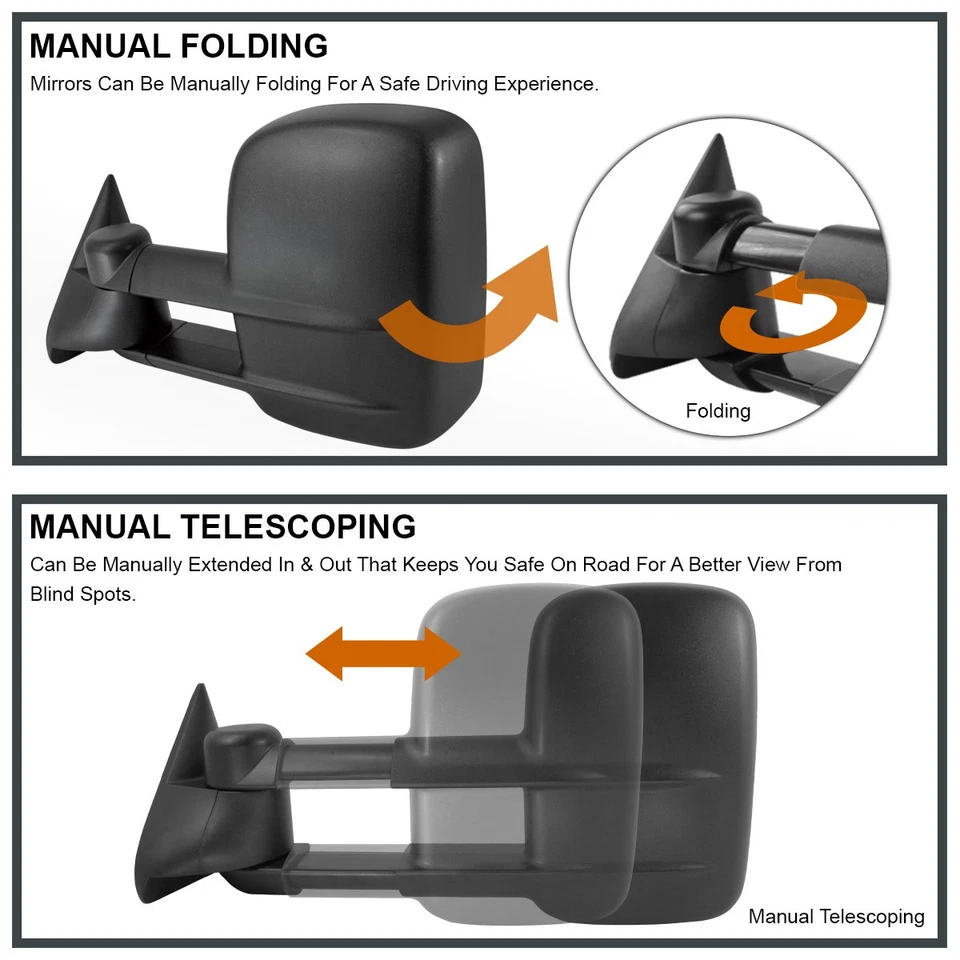 Fits 1988-1998 Chevy GMC C/K 1500 2500 1992-1999 GMC Tahoe Manual Towing Mirrors Foto 4 de 4