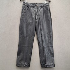 Kenneth Cole Reaction Black Leather Pants Men's 30x27 Lined Moto Y2K Vintage