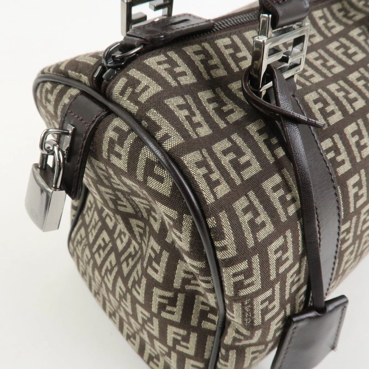 FENDI Zucchino Canvas Leather Handbag Boston Bag 8BL068 Women From Japan thumbnail 15