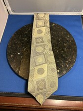 Adolfo Men's Classic Length Beige Geometric Italian Silk Tie