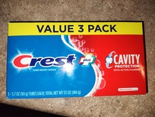 Crest CAVITY PROTECTION Fluoride Toothpaste Regular Paste 5.7oz Ea, VALUE 3 PACK 0.96 per gallon