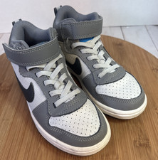 Nike Boys Court Borough Mid 870026-009 Gray White Lace-Up Sneaker Shoes Size 11C