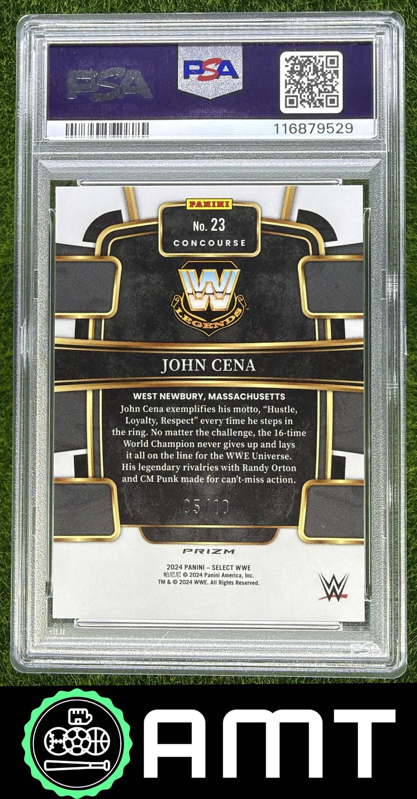 John Cena PSA 10 2024 Panini Select WWE Gold Prizm 5/10 #23 9529 view 2