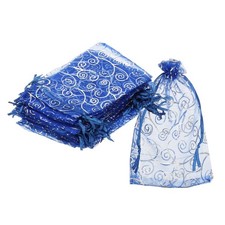 100Pcs Organza Bags 3.9x5.9 Inch Candy Bags Mesh Bag Jewelry Bag Blue-Silver