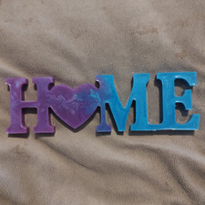 Resin Decorative HOME Letters Plaque Sign, Blue Purple, Horizontal