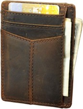 Real Leather RFID Minimalist Slim Wallet Front Pocket Credit Card Case Holder